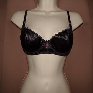 Vintage Victoria's Secret Black Satin Bra Size 36B